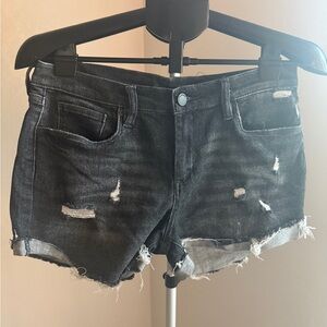Blank NYC Black Distressed Denim Cutoff Shorts